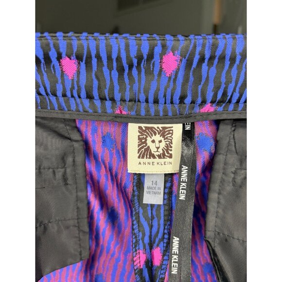 ANNE KLEIN NEW Dahlia Cropped Pant Suit Women 14 Royal Pink Animal $228 retail - Picture 11 of 13